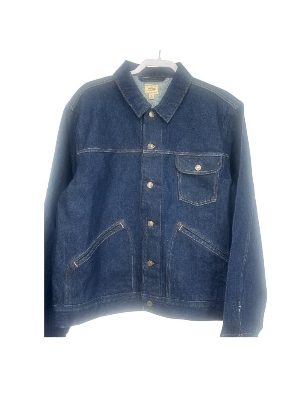 J.Crew Denim Chore Jacket Mens XL Dark Wash Cotton Utility Trucker Coat Workwear